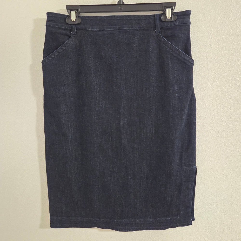Banana Republic Womens Dark Wash Denim Pencil Skirt Side Zip Indigo Size 8
